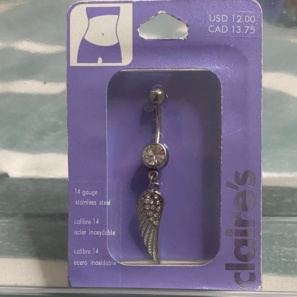 Claire's Silver Winged Naval Ring